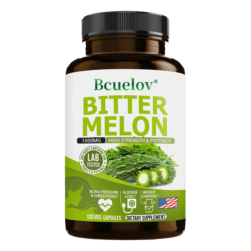 Natural Bitter Melon Capsules, Promote Blood Circulation, Weight Management, Blood Sugar Support Supplement, 120 Capsules