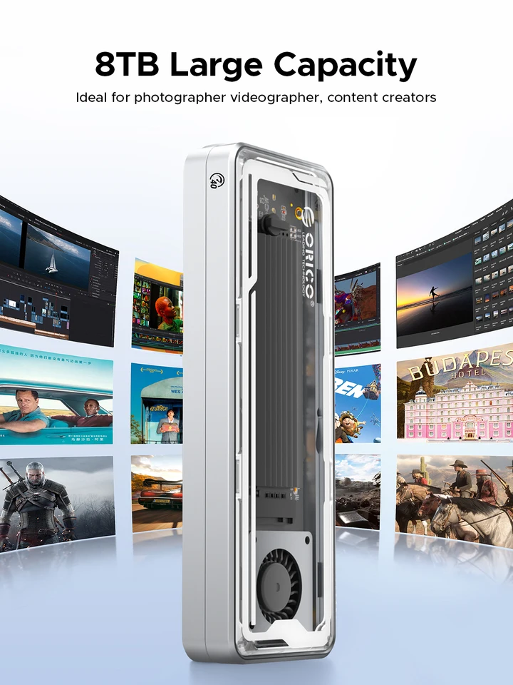 ほぼ新品 ORICO 4ベイM.2 SSDケース 8TBx4 8848U4 ORICO 40Gbps USB4 M.2 SSD Enclosure 8TB with with Cooling Fan