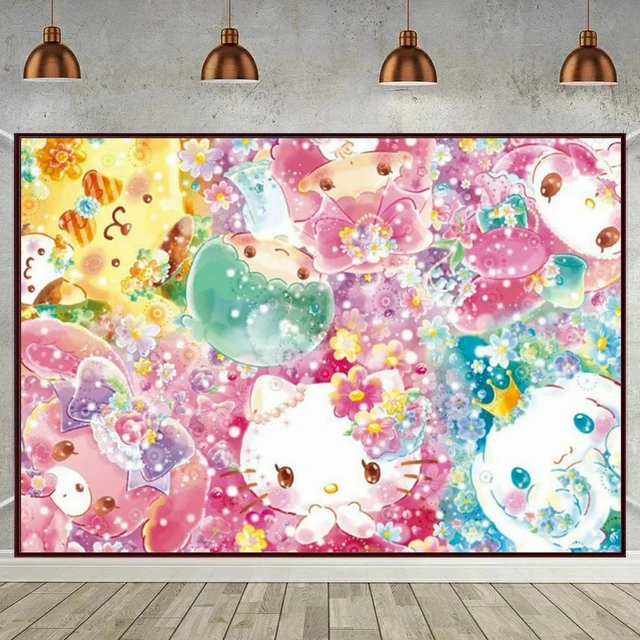 ハローキティちりめん絵画 ハローキティ ☆さくらほりきり 押絵 キティちゃんの夏祭り