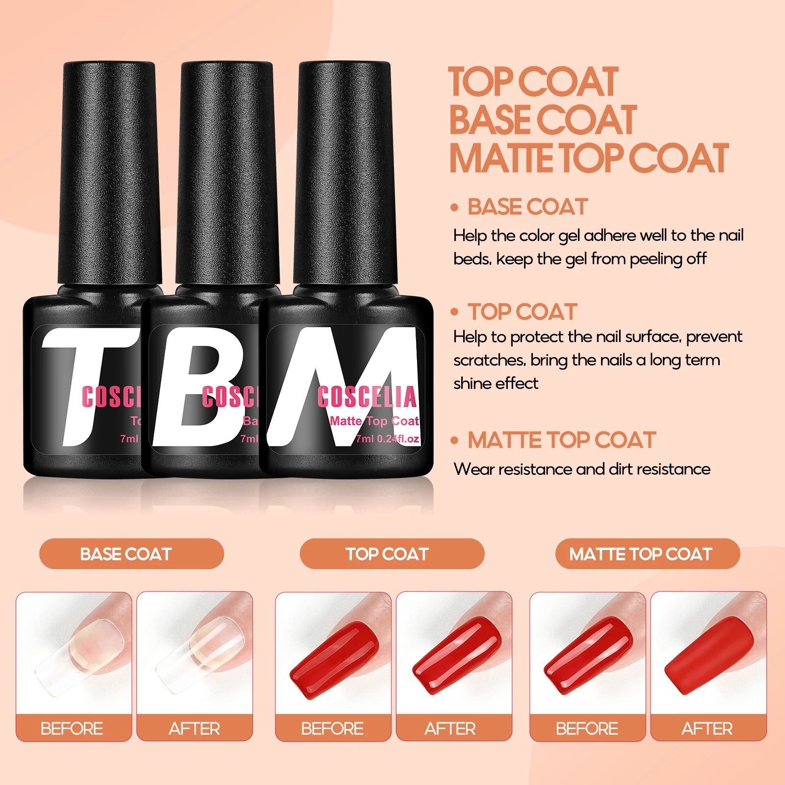 Coscelia 12 Colors 7ML Gel Nail Polish Long Lasting Shine For Manicure Semi Permanent Base Top Coat Nail Art UV Gel Varnish 3