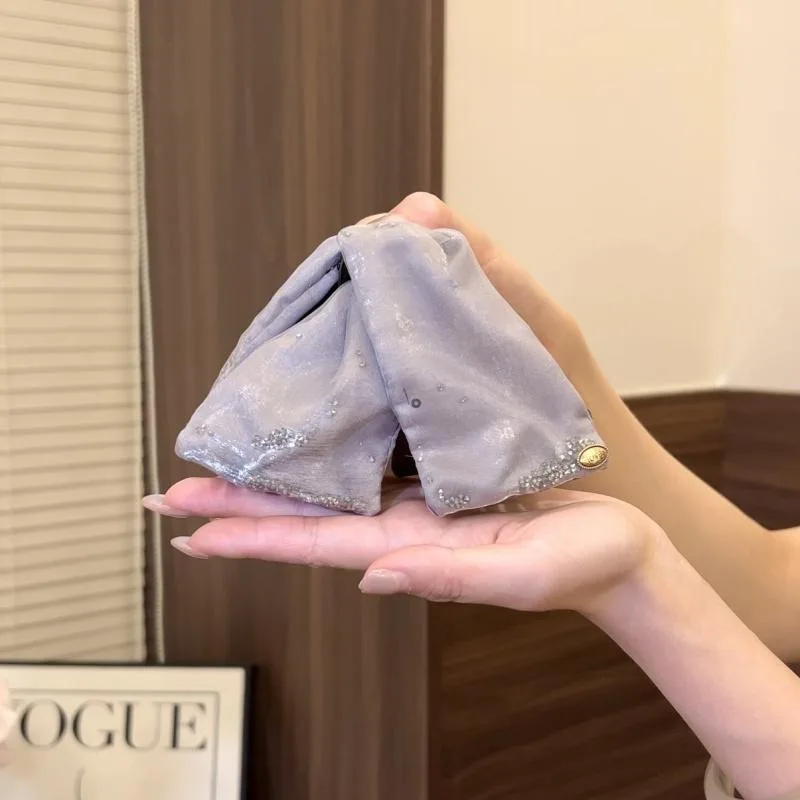 13cm Gray/rhinestone gold label clip