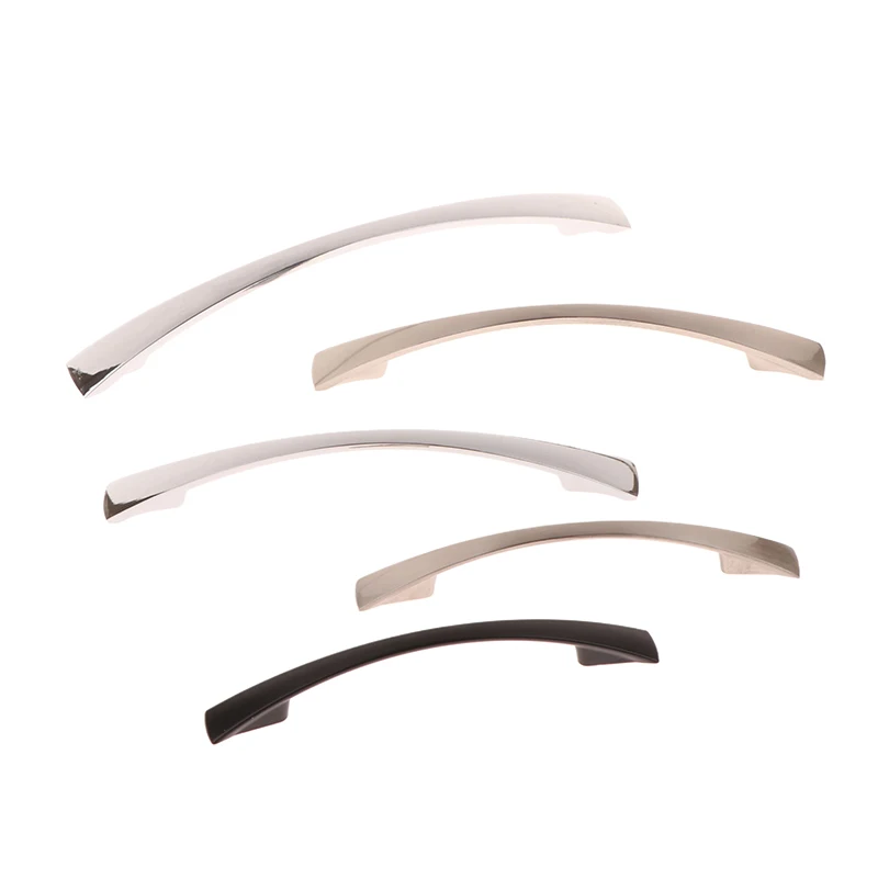 1 Set Aluminum alloy Furniture Curved Handle 96/128/160mm Kitchen Cabinet Solid Drawer Knobs Office Cupboard Door Wardrobe Pulls