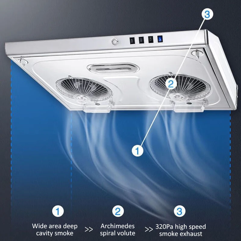 White Ultra-thin Top Suction Dual Motor Small Chinese Kitchen Range Hood