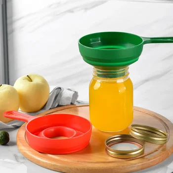 1Pc Plastic Canned Funnel Wide Mouth Funnel Jars Folding Funnel with Long Neck Liquid Filling Funnels Household Kitchen Gadget 1