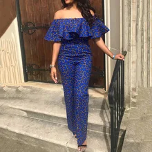 

Western Style Women Jumpsuit Fashion Casual Long Sleeve One Word Collar Printing Patchwork Slim Pullover Spring Fall Sexy Tops