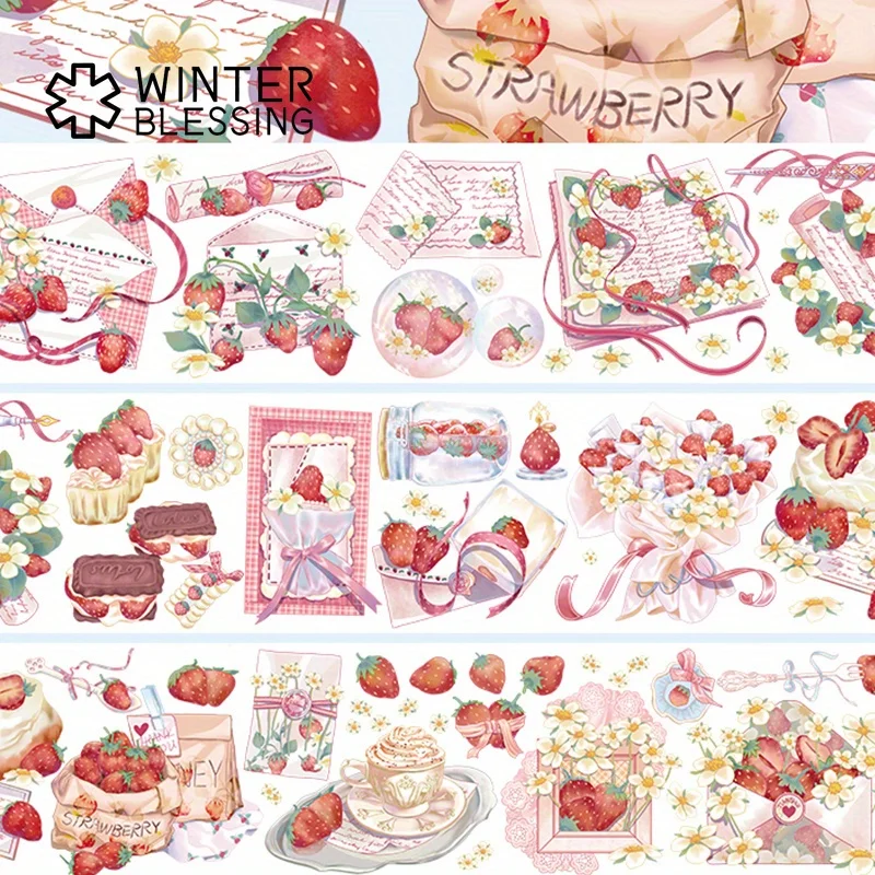 2m Laser Silvery PET Washi Tape Strawberry Transparent Roll Sticker Decorative Adhesive Tape For Scrapbooking Journal Stationery 3