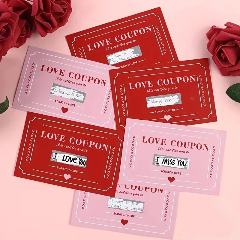 Romantic Couples Scratch Off Love Coupon Cards DIY Valentine's Day Date Ideas Wedding Anniversary Gift and Interactive Activity