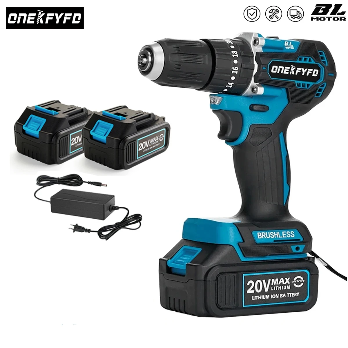 

Brushless Electric cordless Hammer Impact Drill Electric Screwdriver Power Tool 3 in 1 13mm 20+2 Torque For Makita Battery 18V