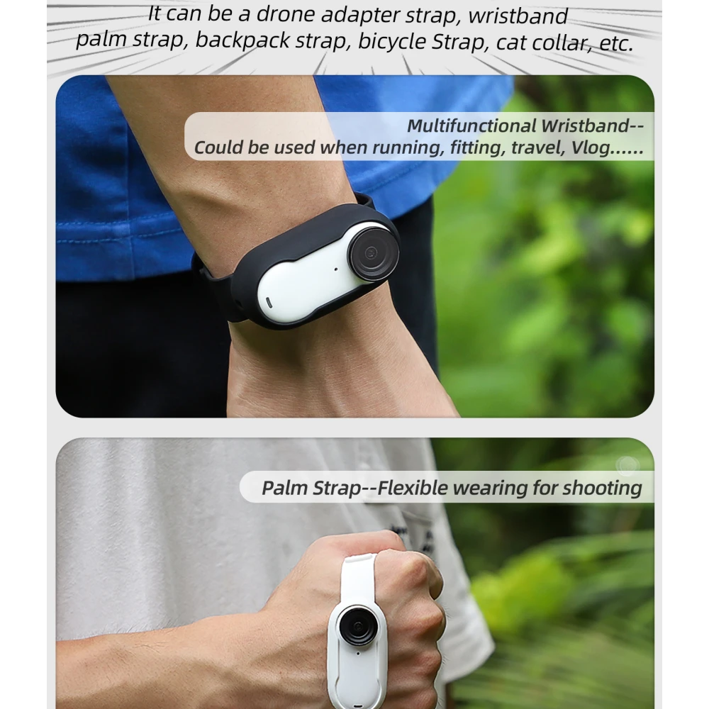 Insta360 Go3 용 손목 스트랩, 스포츠 확장 스트랩, 실리콘 보호 커버, 설치 배낭 스트랩