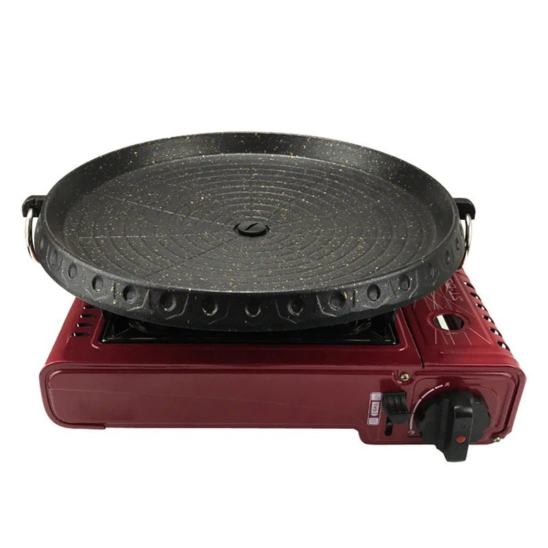 Grill Pan Non-stick Bakeware Smokeless Barbecue Tray Stovetop Plate for Indoor Outdoor Beach Party Camping BBQ Grilling