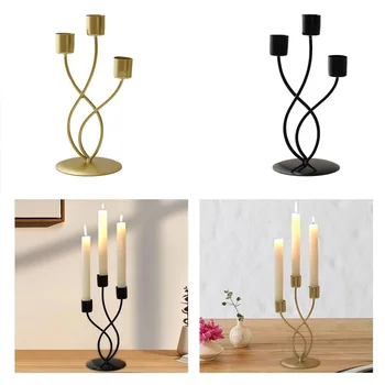 European Metal Candle Holder Iron Candlestick Irregular Pillar Candle Stand Wedding Party Dining Table Centerpiece Home Decor