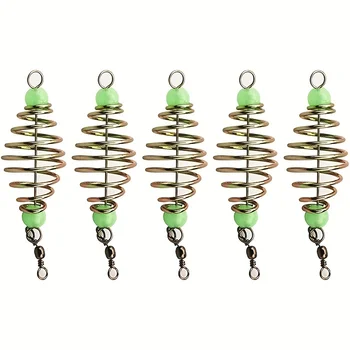 5Pcs Fishing Bait Trap Cage, Spring Feeder Basket Holder, Lure Bait Cage Fishing Accessories, Carp Fishing Tackle for Easy Bait 1