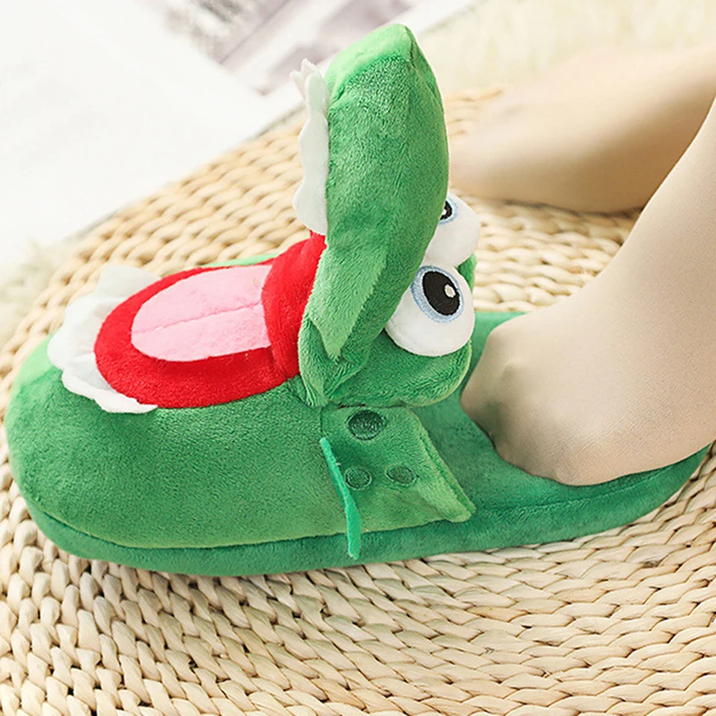 Cartoon Crocodile Cotton Slippers With Moving Mouth Funny Home Cotton Shoes Winter Walking Warm Christmas Gift For Men Women 5