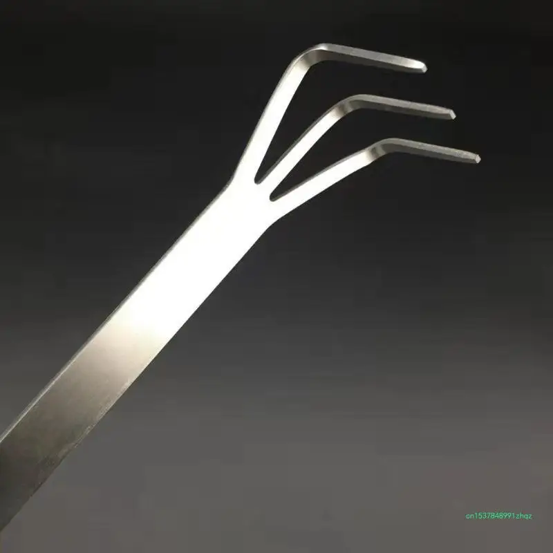 Mini Gardening Rake Stainless Steel Spatula Rake 3 Tines Fan Lawn Leaf Small Hand for Sweep Leaves Cleaning Debris