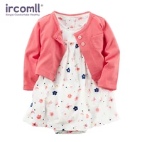 2pcs Spring Summer Infant Baby Girls Clothes Sets Toddler Dresses Long Sleeves Cardigan+Bodysuit Dress Newborn Girl Outfit