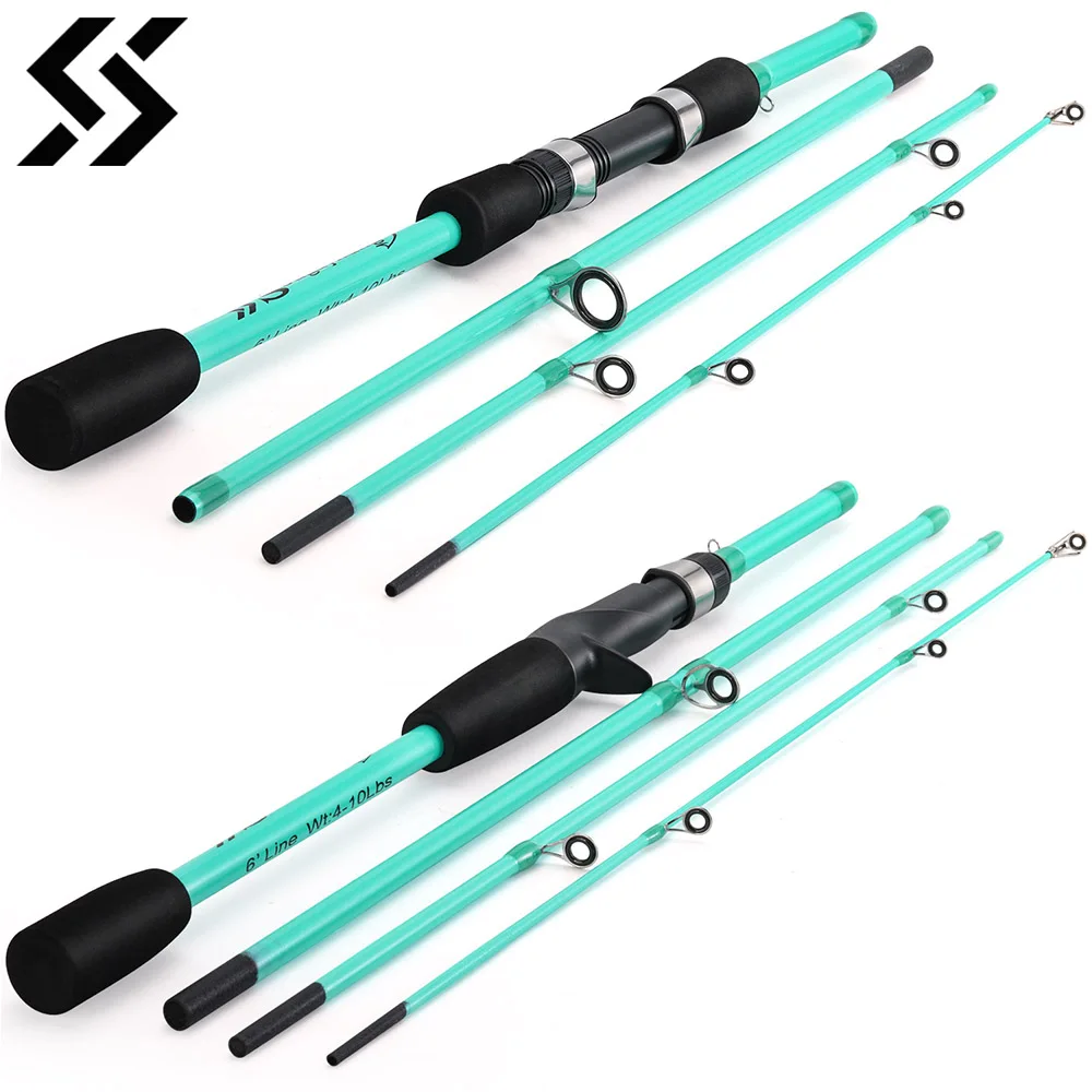 Sougayilang 1.8 متر 1.98 متر 2.1 متر 4 أقسام إغراء الصيد رود ألياف الكربون الغزل baitcast السيراميك دليل 3-14 جرام الطعم الوزن قضيب