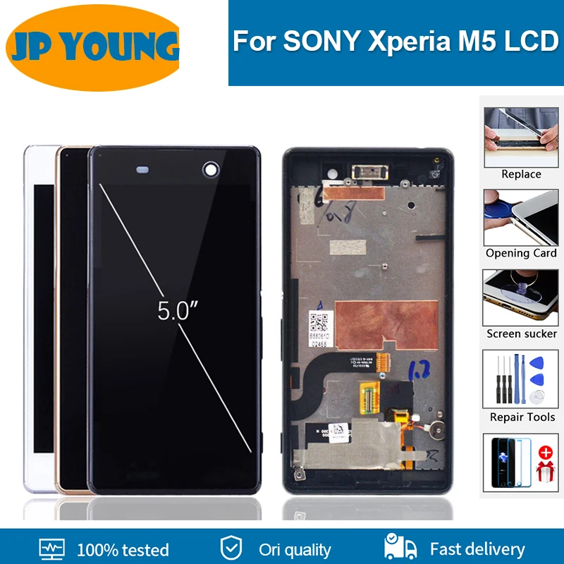 

5.0 " Original IPS Display for SONY Xperia m5 LCD Touch Screen with Frame Replacement E5603 E5606 E5653 lcd Digitizer Assembly