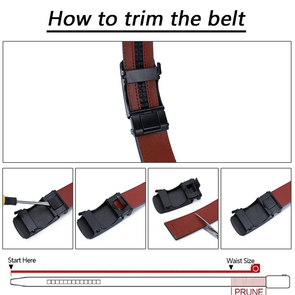 Men Belts Leather Waist Strap Male Automatic Buckle 6