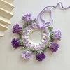 Pure hand knitting Cat Dog Knitted Collar Crochet Collar Pet Drool Scarf Bib Orchid Bell Flower Cute Photo Accessories 5