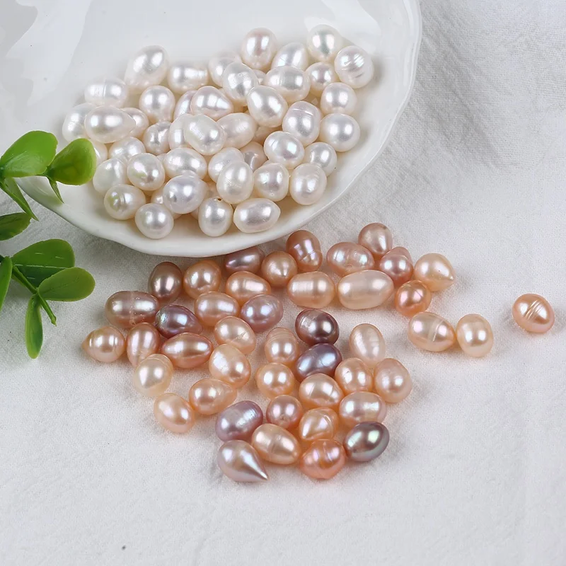 

8-9mm AA grade Natural white pink purple freshwater rice shape loose pearls for DIY jewelry making