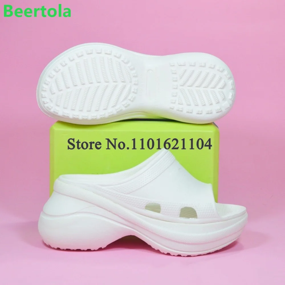 Thick Sole Round Toe Luxury Slippers For Female Women 2023 New Outside Casual Outfit Fashion Summer Slip-on Solid Shallow Shoes