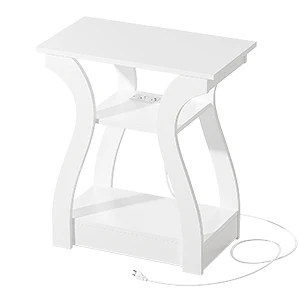 End Table Set of 2 with Charging Station, Side Table with USB Ports and Outlets, Nightstand