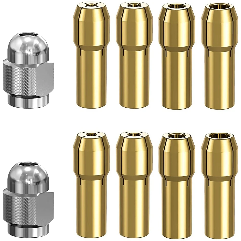 

10Pcs Brass Collet for ,Replacement 4485 Quick Change Rotary Drill Nut Tool Set 0.8/1.2/1.5/1.8/ 2.0/2.4/3.0/3.2mm