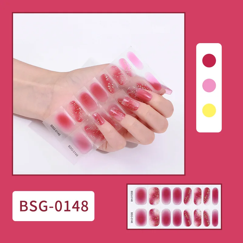 Semi Cured Gel Nails Art Sliders Manicure Decor UV LED Lamp Semi Cured Gel Design Nail Decals