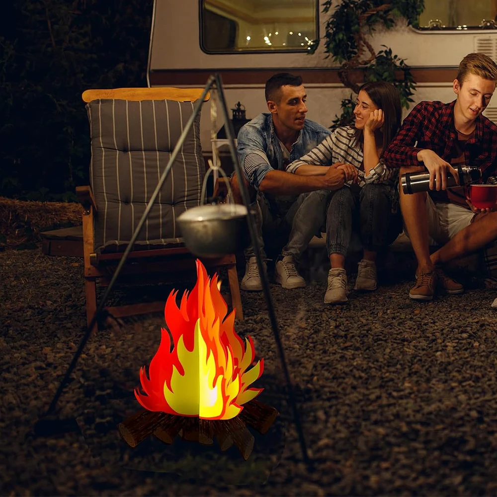 1set Gefälschte Feuer Gefälschte Flamme 3D Karton Lagerfeuer Herzstück Dekorative Künstliche Flamme Requisiten Lagerfeuer Party Dekoration Lieferungen – Detail 5
