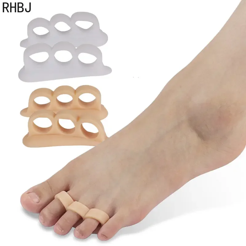 Three Holes Silicone Bunion Foot Care Straightener Orthopedic Toe Separators Finger Correction Spreader Protector Pad 4pcs=2pair