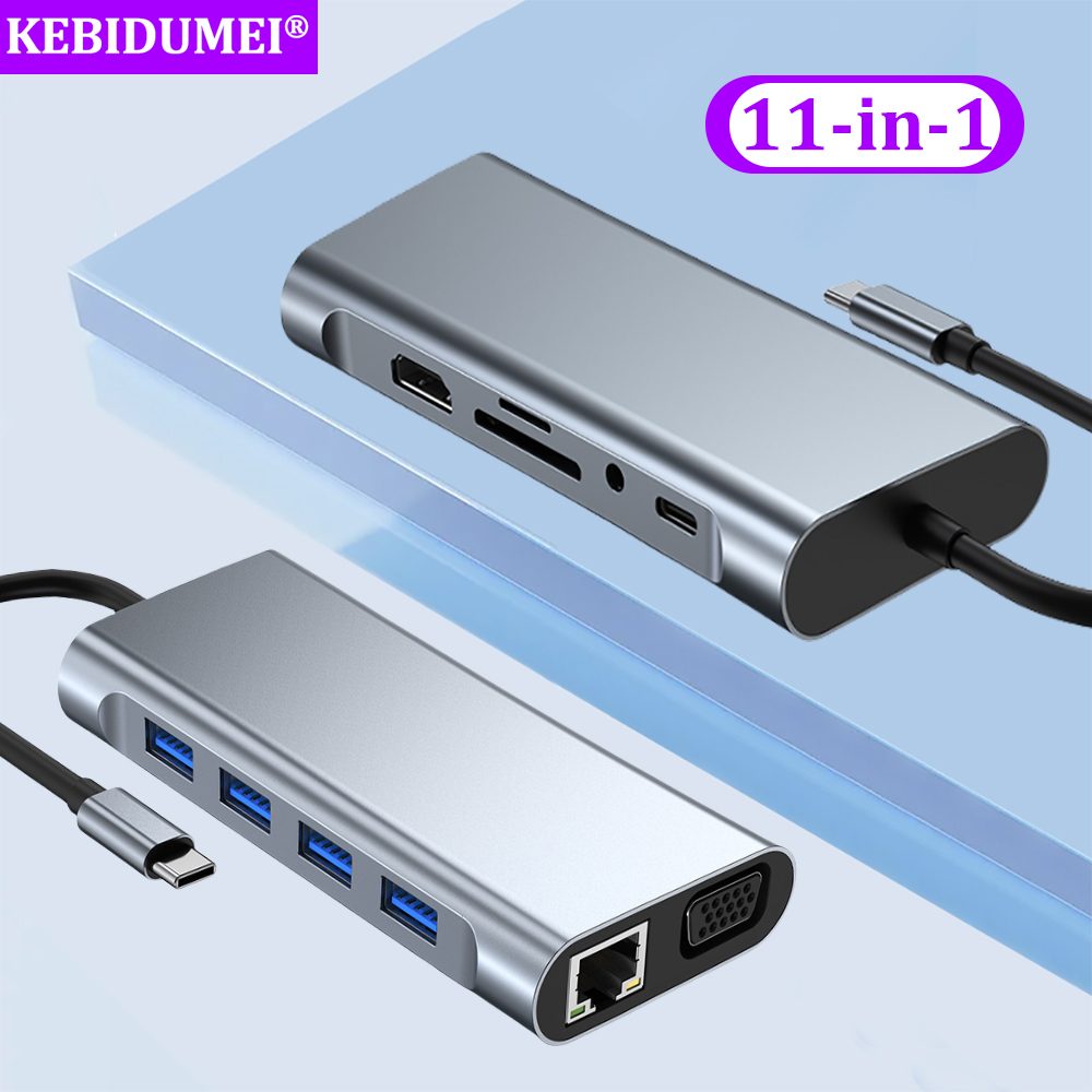 11-in-1 USB C Docking Stations USB C HUB Type C to HDMI Adapter 4K USB 3.0 Splitter Adapter For Laptop Macbook PC Accessories