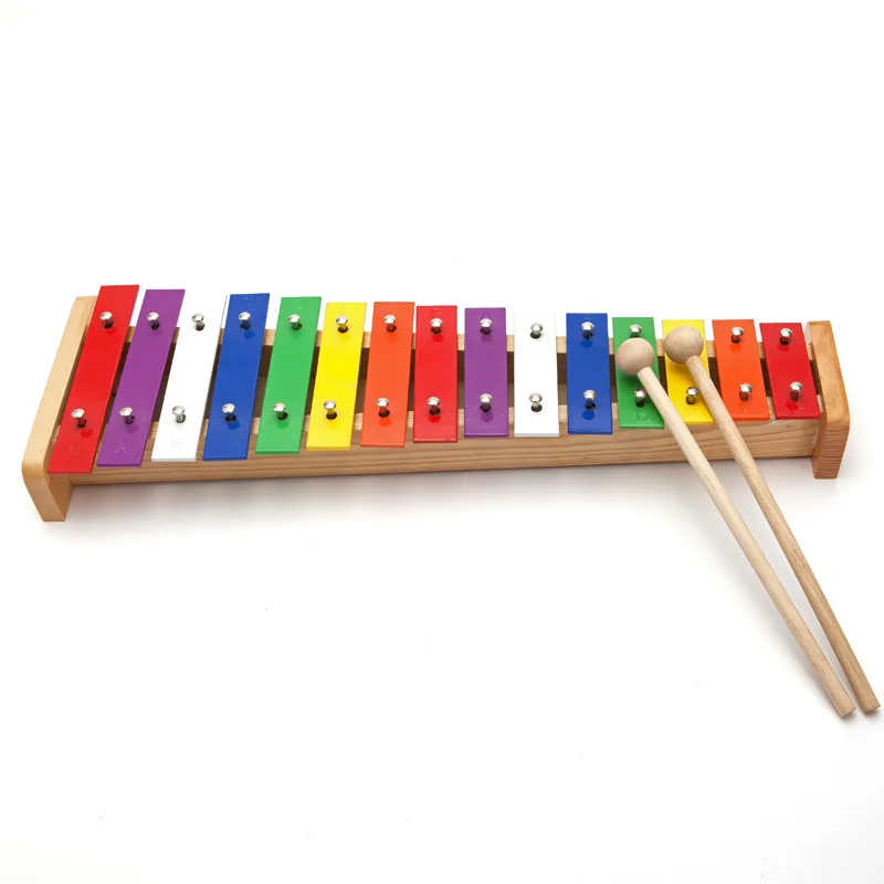 15 Keys Xylophone for Children Orff Musical Keyboard Kalimba Metal Music Instrument Wooden Xylophone For Kids Baby Piano Toy