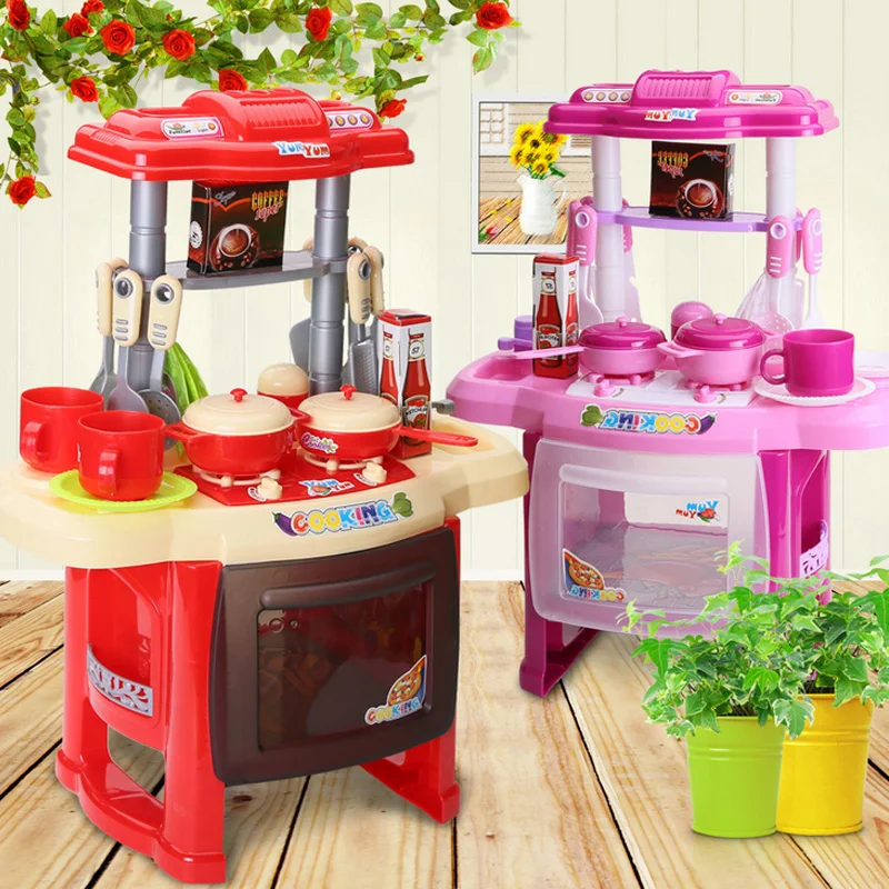 Enfants grand ensemble de cuisine semblant jouer jouets cuisson