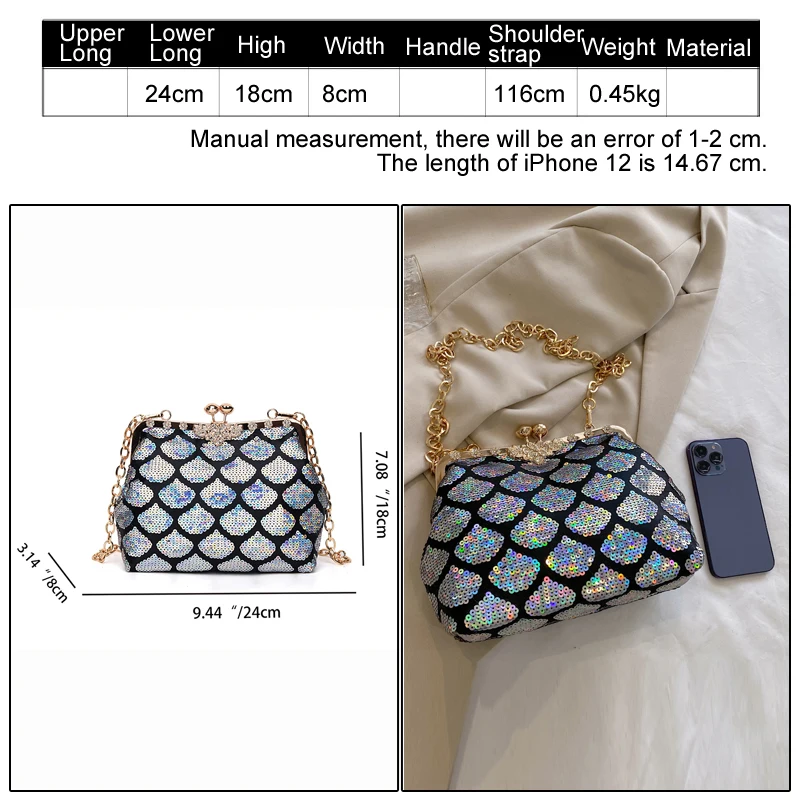 Luxury Glitter Party  Wedding Evening Bag Sequined purses mermaid Women Shoulder Clutch Fashion Shining Crossbody Bags For Women