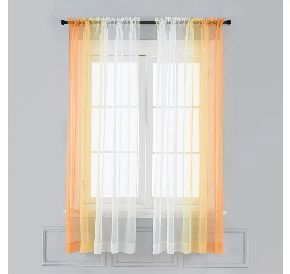 Description Picture 5 of itemGradient Left and Right Tulle Curtains For Living Room Bedroom Organza Yarn Sheer Voile Curtain Window Treatment Drapes Customs