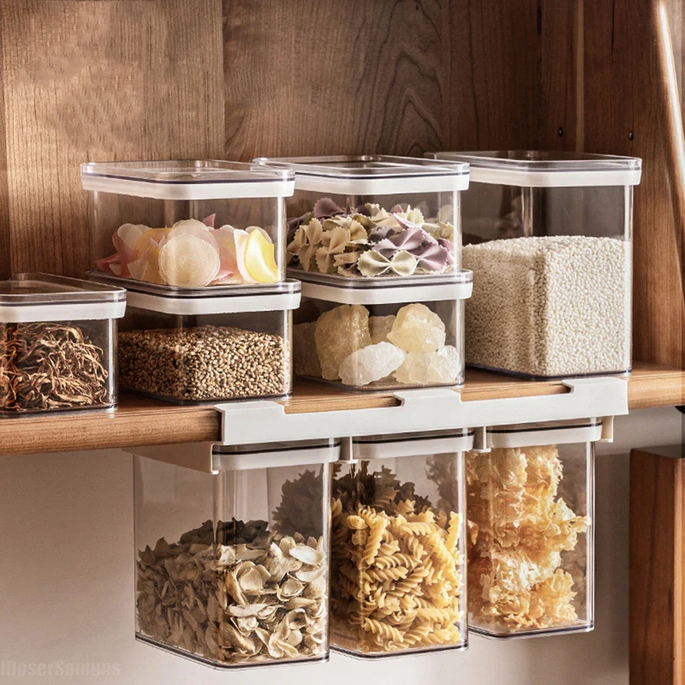

Kitchen Cabinets with Slide Rails Free of Storage of Installation Hanging Sealed Jar Bean Storage Box Moisture-proof Storage Jar