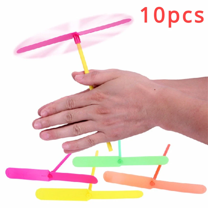 Anti Stress Toy Plastic Bamboo Dragonfly Propeller Outdoor Toy Kids Gift Flying Mini Whirl A Copter Helicopter Party Favor 10pcs stress relief toys party toys