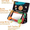 Newborn Tummy Time Mirror Toys 6 12 Months Brain Developmental Baby Mirror Cloth Book High Contrast Black and White Sensory Toys 2