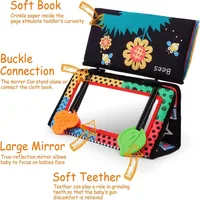 Newborn Tummy Time Mirror Toys 6 12 Months Brain Developmental Baby Mirror Cloth Book High Contrast Black and White Sensory Toys 2