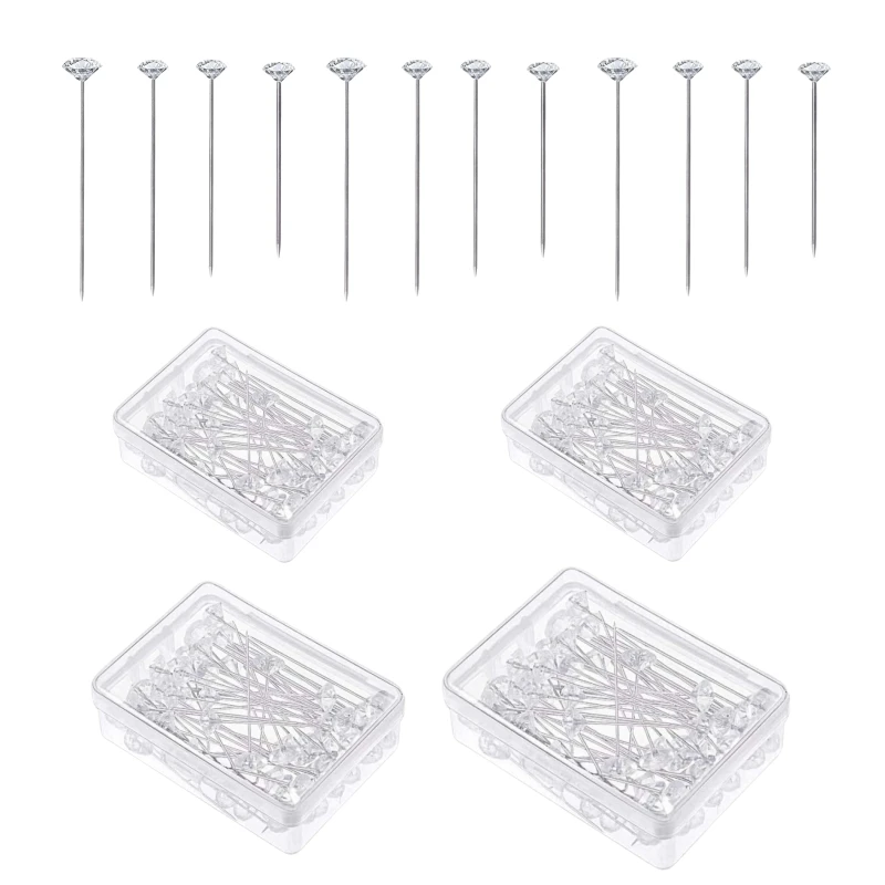 50/100Pcs 다이아몬드 핀 양재 핀 자수 패치 워크 핀 웨딩 부케 핀 바느질 위치 바늘 DIY 액세서리