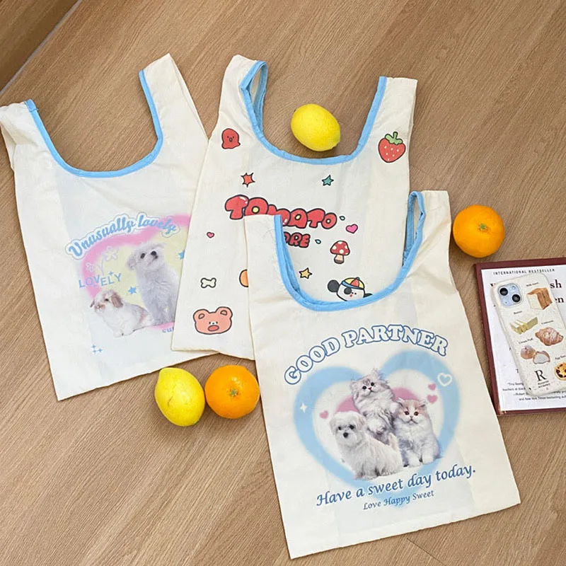 Hylhexyr Lightweight Vest Bags Cute Cartoon Printing Handheld Bag 2023