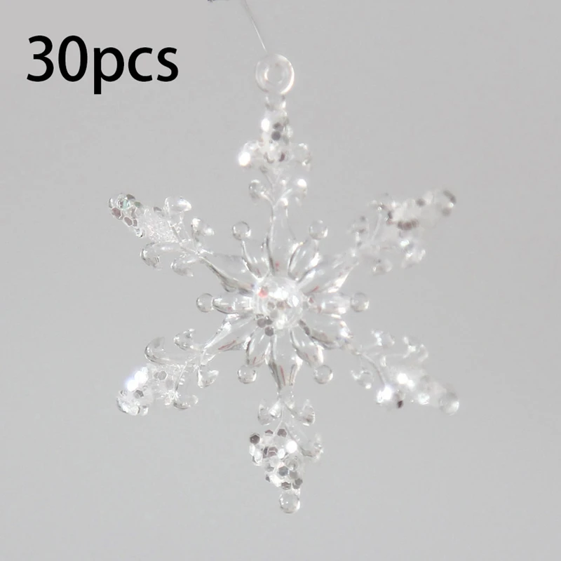 

30Pcs Snowflake Decorative Accessories 4.5CM Snowflake Acrylic Christmas Trees Hanging Ornament