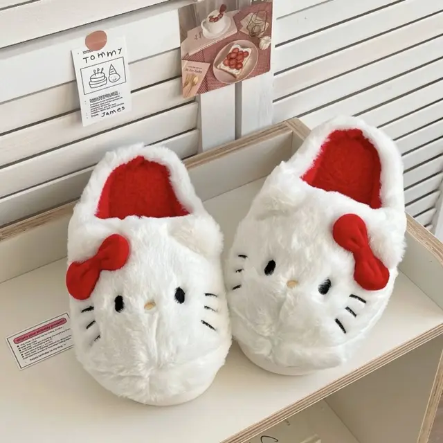 Sanrio Plush Slippers - Hello Kitty's Kawaii Cute Comfort for Autumn and Winter