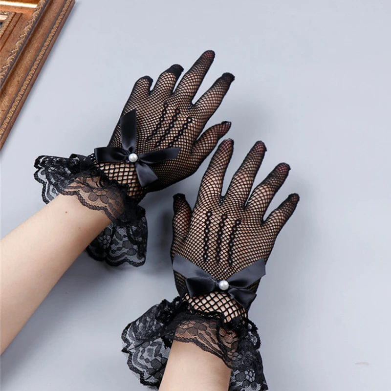 ZHCWT Women Gloves Mesh Fishnet Gloves Lace Mittens Full Finger Girls Lace  Color : A, Size : One size price in Dubai, UAE