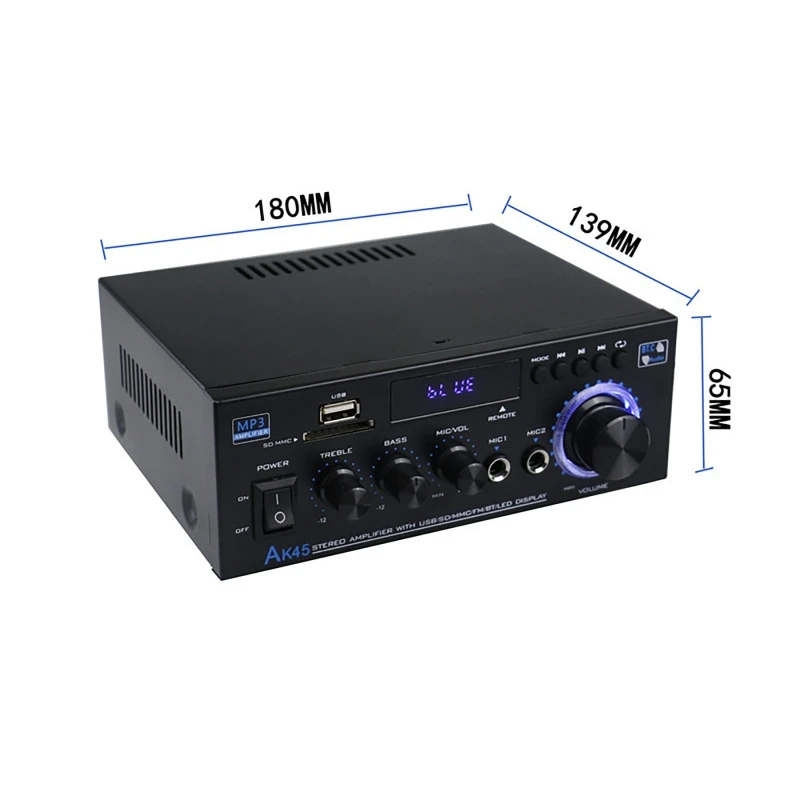 Bluetooth Home Digital Amplifier with HiFi Audio and Bass Enhancement