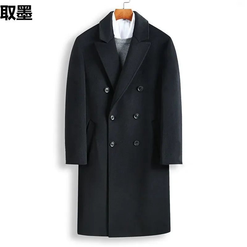 Men's Extra Long Double Row Woolen Coat Thickened For Winter Casual Scene Regular Style Other Type Trench