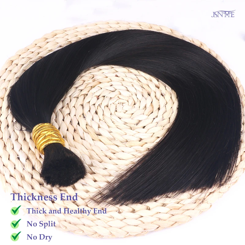 JSNME Bulk Human Hair Extensions 100% real human Hair Extension Straight 50g Black Brown Blonde 613 Color For Salon 14"-26" Inch 4