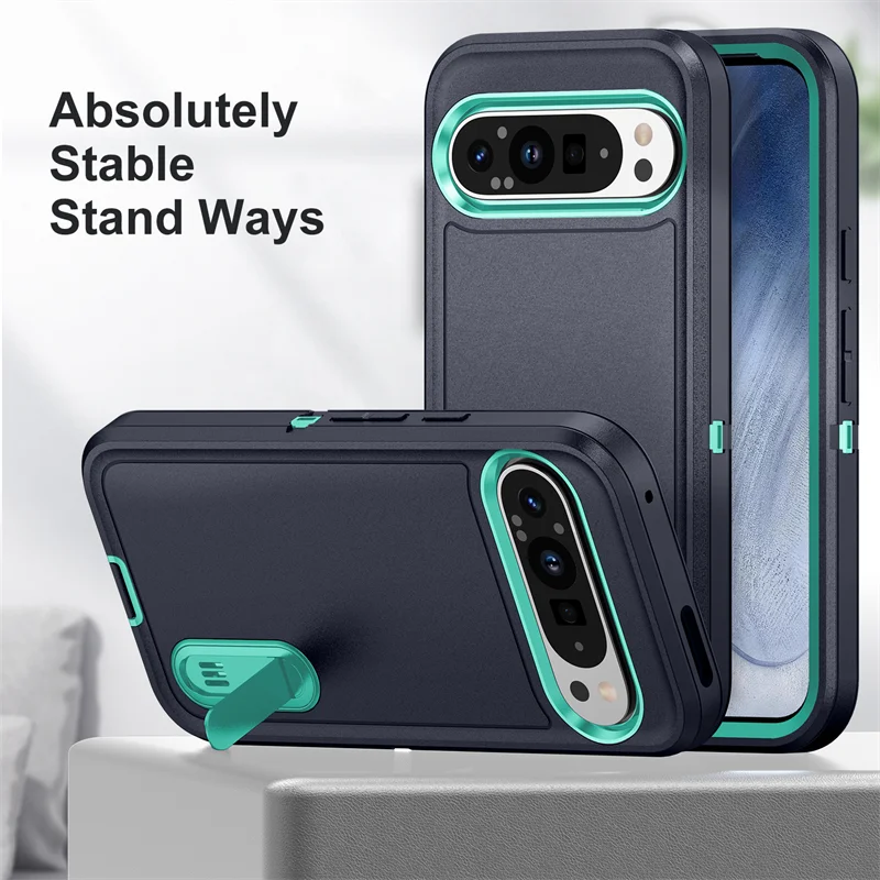 Triple Protection Heavy Duty Shockproof Phone Case with Hard Plastic Frame and Soft TPU Back