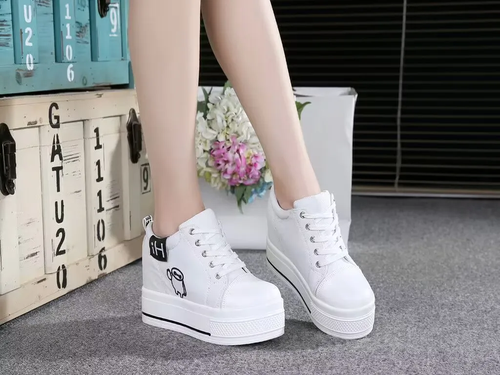 Platform Women's Sneakers 2024 Spring Lace-Up Thick Bottom Vulcanize Shoes Woman Pu Leather Breathable Sports Shoes zapatillas