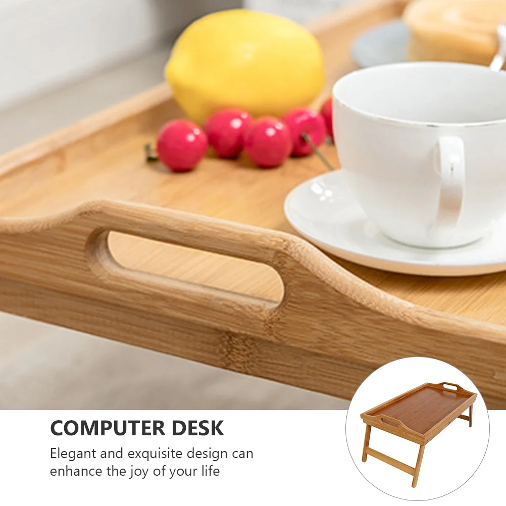 Multifunctional Foldable Tray Bamboo Desk Bed Tray Laptop Desk Breakfast Tray Serving Tray Portable Tray Computer Desk Dining 2
